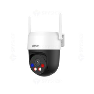 Camera supraveghere wireless PT cu iluminare duala Dahua IPC-P5AS-PV, Wi-Fi 6, 5 MP, 4 mm, 2.4-5 GHz, IR/Lumina calda 30 m, alarma, microfon si difuzor, slot card